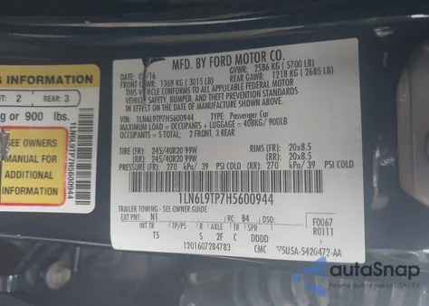 2017 Lincoln Continental Select z USA, uszkodzony, nr VIN 1LN6L9TP7H5600944